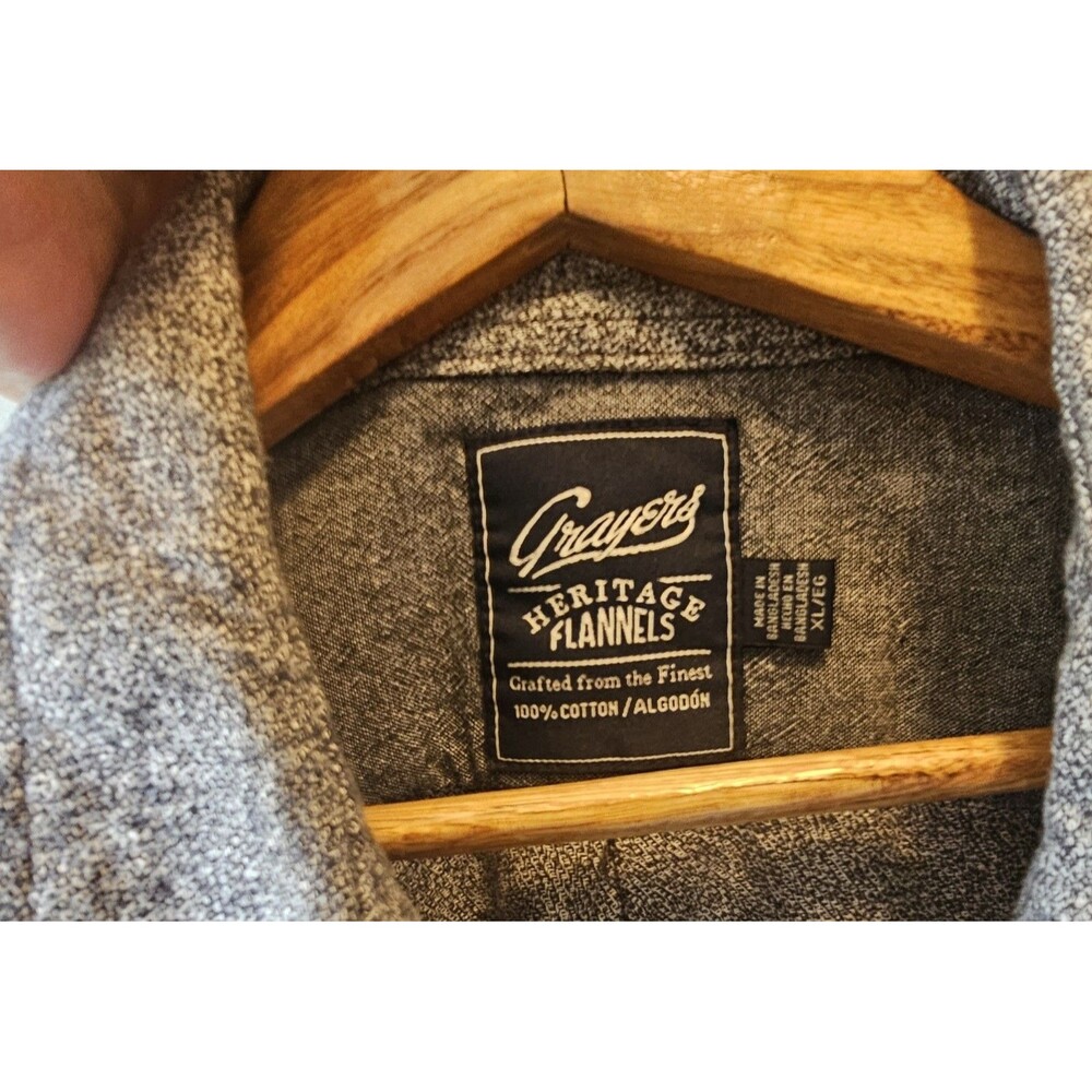 Grayers Heritage Flannel Shirt Men’s Long Sleeve Gray Button Up Cotton XL